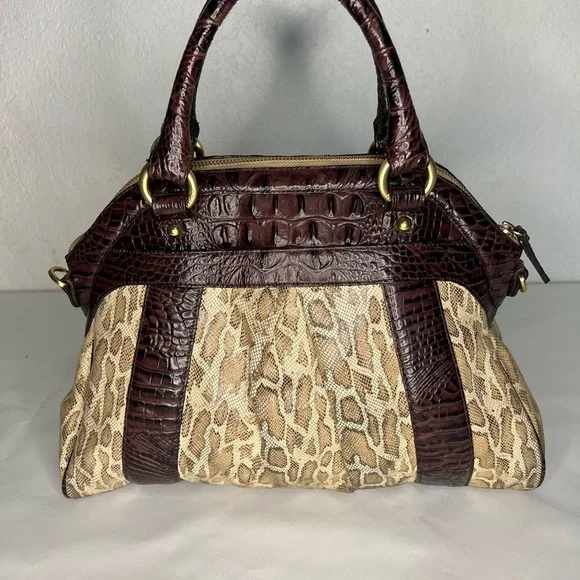 Rare Brahmin Louise Rose Satchel and Wallet Set Snake Croc Embossed Leather - Picture 6 of 15